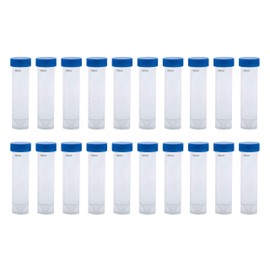 HUAZIZ Pack of 20 50 ml Blue Test Tube Plastic Centrifuge Tube for Laboratory Chemistry Experiments (Conical + Flat Bottom)