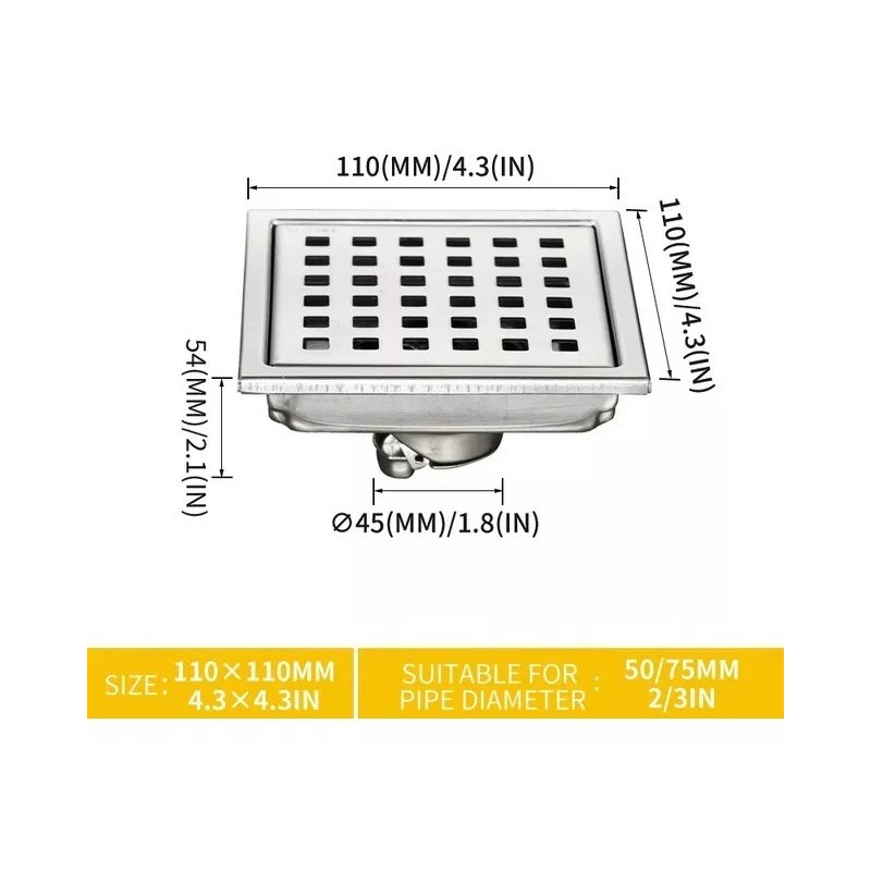 ZC Coladera Invisible Desagüe Drenaje Piso Antiolor Acero Inoxi