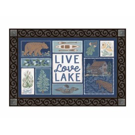 Studio M Live Love Lake All Weather Interchangeable Doormat Insert - 30x18 Inch Eco-Friendly Recycled Rubber Backing - Lakeside