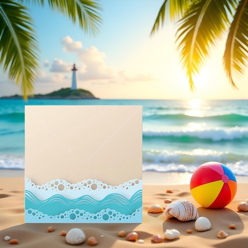 Ocean Beach Wave Metal Cutting Dies Set,Summer Stencil and Embossing