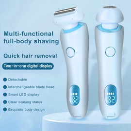 Anhefort Dusk Razor for Women,Silk Glide Pro 3.0 Women's Foil Shavers, Bikini Trimmers,Waterproof 2-in-1Wet&Dry Painless Hair Removal for Legs/Underarm/Bikini with,Rechargeable Electric Razors for Women(Blue)