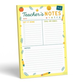 SWEETZER & ORANGE Teacher Planner Pad – Weekly Undated Lesson Planner for Teachers – 60 Tear-Off Sheets – 9” x 6” Compact Desk Notepad with Notes and Contact Section – Bright Yellow Border