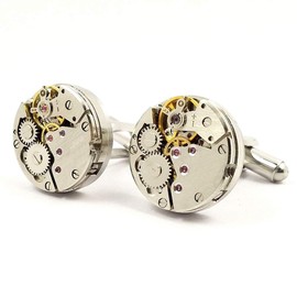 Cufflinks, Deluxe Steampunk Vintage Watch Movement Shape Cufflinks(1 pair), Come with Presentation Box, Valentines Festival Birthday Anniversary Graduation Gift for Men