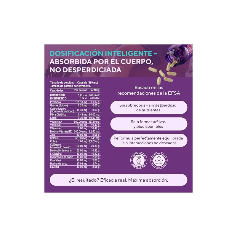Vitaminas para el Cabello Mujer con Biotina, Colágeno, Queratina, Zinc