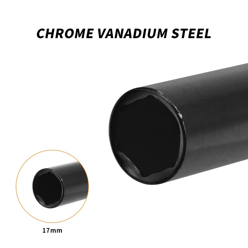 1/2" Drive by 17mm Deep Impact Socket, Heat-Treated CR-V Steel