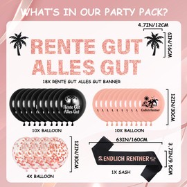 Rose Gold Retirement Party Decoration Woman - Pack of 43 Retirement Decoration, Retirement Good Banners, Sequins Retirement Balloons, Finally Pensioner Sash for Retirees Women, Retirement, Farewell