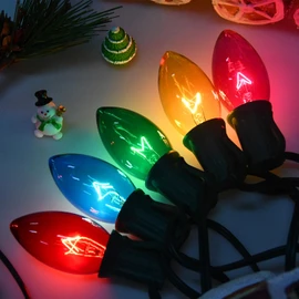 C9 Multicolor Christmas Lights Outdoor Vintage Christmas Tree Lights, 25FT Colorful C9 String Lights 25Pcs E17 Bulbs for Indoor Outdoor Xmas Home House Eaves Party Yard Porch Stair Decor, 7W