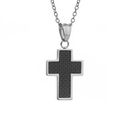Scddboy Hip Hop Cross Necklace for Men Women,Black Textured Design Cross Pendant with 23.6+1.96" Adjustable Chain, Stainless Steel, cross