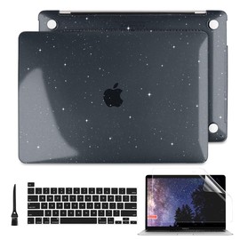 Batianda for New MacBook Pro 13 Case 2022 2020 A2338 M2/M1 Chip A2289 A2251, Crystal Glitter Plastic Hard Shell Case with Keyboard Cover & Screen Protector for Mac Pro 13-inch with Touch Bar,Black