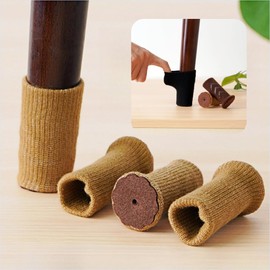 Secchuu Chair Leg Covers for Chairs Socks, Non Slip, Chair Leg Socks, Furniture Sliders, Furniture Pad, Scratch Resistant, Easy to Move, Set of 4 + 4 Pieces (1.4 x 2.8 inches (35 x 70 mm), Khaki