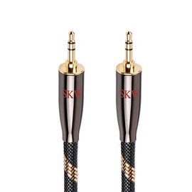 SKW Audiophile AUX Cable, 3.5 mm Jack Cable with 6 mm Stereo Audio Cable for Subwoofer, Home Cinema and More (1.5 m, Black)