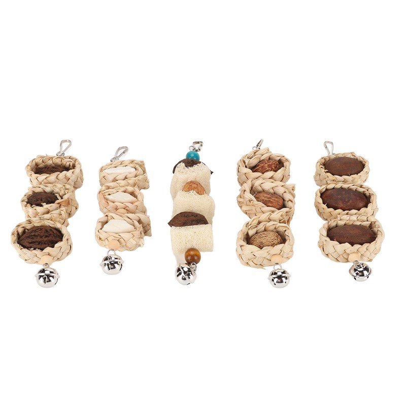 5PCS Parrot Cuttlebone Chew Toy Bite Resistant Corn Leaf Nuts