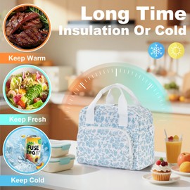 UUYUUY Large Lunch Bag for Women Insulated Lunch Box Reusable Cooler Bag Portable Cute Corduroy Leakproof Tote Bags for Travel, Work, and Picnic