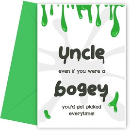 Funny Uncle Birthday Card or Fathers Day Card from Nephew and Niece - Uncle Bogey Picked - Kids Humour Witty Comedy - Favourite Uncle Father's Day card