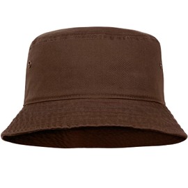 Men Women Unisex Cotton Bucket Hat 100% Cotton Packable for Travel Fishing Hunting Summer Camp (L/XL, Dark Brown)