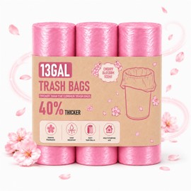 13 Gallon Trash Bags, Cherry Blossom Scented Small Garbage Bags, Bedroom Trash Can Refills, 60 Count,