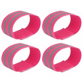 X AUTOHAUX 4pcs Reflective Bands for Arm Cycling Reflective Armbands Pink