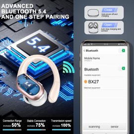 Wireless Earbuds Sport, Bluetooth 5.4 Headphones 2025 Bluetooth Earbuds with 75Hrs Stereo, 4 ENC Mic, Over-Ear Buds with Earhooks Noise Canceling Earphones , IP7 Waterproof Headset for Workout/Running