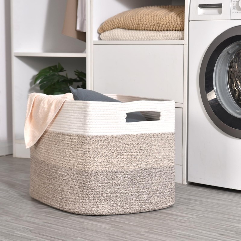 ICERZCZ Extra Large Blanket Basket Living Room, Rectangle Storage Basket,