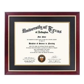GMFrames 11x14 Wood Diploma Frame with Black Mat or Display 14x17 Certificates without Mat,UV Protection Acrylic,Cherry Finish with Gold Trim