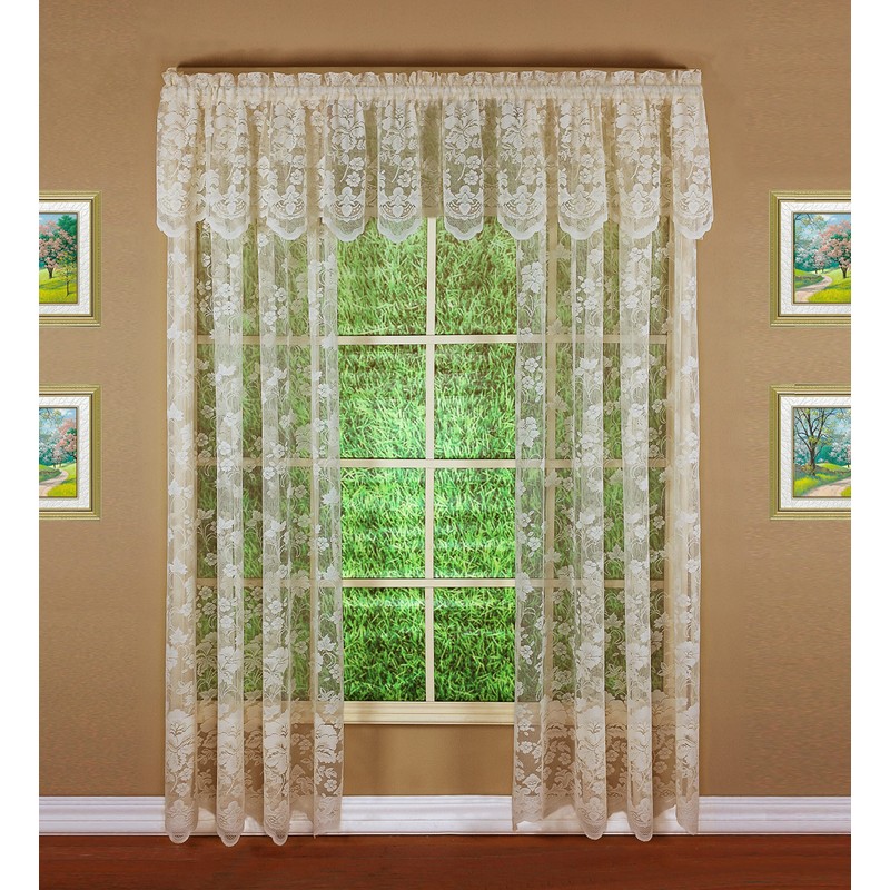 Today's Curtain Floral Vine Lace Panel 72", Ivory, 60W x