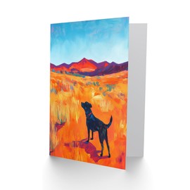 Artery8 Greeting Card Black Labrador in Countryside Landscape Dog Lover Blank For Him Or Her Art Birthday Card