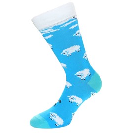 Cup Of Sox Women's and Men's Funny Socks with Colourful Patterns, Gift Socks in Paper Cups (Otto der Schafbock) - blue, size: 41-44