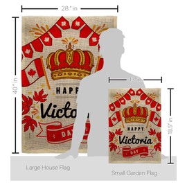 Angeleno Heritage Victoria Day Burlap Garden House Flag Kit Canada Provinces Canadian Territories Region Country Particular Area Decoration Banner Small Yard Gift Double-Sided, Made in USA