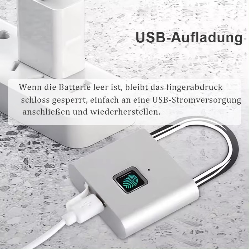 Lock with Fingerprint, IP55 Waterproof, Padlock Fingerprint, USB Charging Bluetooth