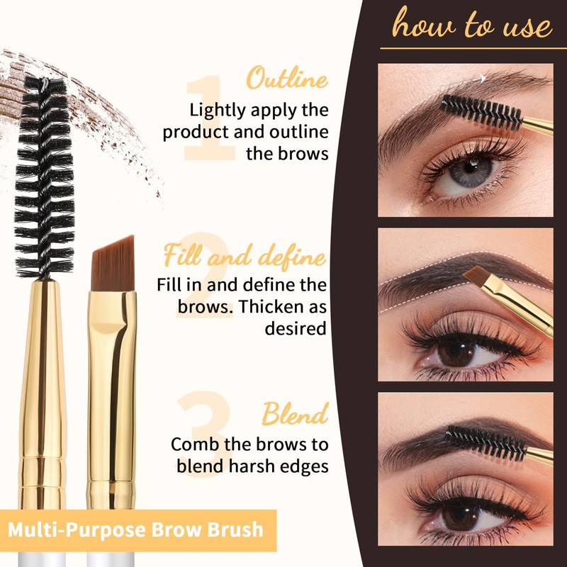 Docolor Eyebrow Brush Duo Eyebrow Spoolie Professional Angled Eye Brow
