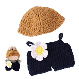 Lyreh Clothes Set for Doll, Knitted Flower Overalls Crochet Clothes Outfit Cute Kawaii Fashion Costume Accessories for 6.7in Dolls