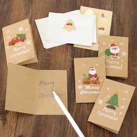 Set of 6 Christmas Cards with Envelopes, Mini Christmas Cards, Blank Folding Cards, Christmas Cards, Postcards, Comes with 6 Designs Merry Christmas (10.5 cm x 7 cm)