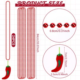 Tigeen 12 Pcs Chili Pepper Beaded Necklaces Chili Pepper Party Necklaces Fiesta Cinco De Mayo Beaded Necklaces Hot Chili Bead Necklaces for Mexico Cinco De Mayo Fiesta Mardi Gras Party Decor, Plush