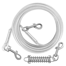 Dog Tie Out Cable 30 FT, Heavy Duty Lead for Yard, Leash with Removable Shock Spring for Large Dogs up to 160LBS, Dog Chain for Yard or Camping