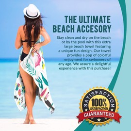 Lijo Oversized Flower Beach Towel & Travel Bag - Men & Women's Compact, Quick Dry & Lightweight Extra Large Towel w/ Absorbent Fabric for Spa, Pool, Gym & Backpacking