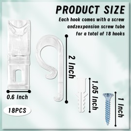 18 Sets Roller Shade Clear Safety Chain and Cord Guide Fixation Hook P Clip Blind Cord Holder Fixation Hook Fixation Hook for Bead Chain for Roller Blinds (Clear)