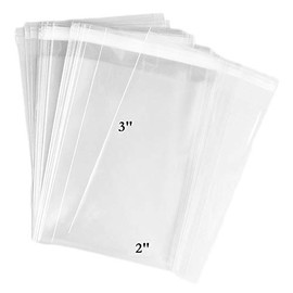 300ct Adhesive Treat Bags 2x3 Clear - 1.4 mils Thick Self Sealing OPP Plastic Bags for Bakery Cookies Christmas Party Decorative Gift Bags (2" x 3" - 300ct)
