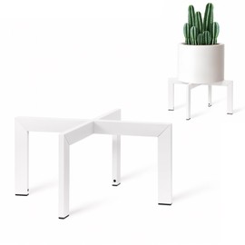 IZIDDO 4 Pack Plant Stand Indoor Outdoor,Metal Mid-Century Pot Stand,Modern Plant Holder Rattan Flower Plant Stool,Low Short Plant Stands for Indoor Fit 5-12 Inch Pot,White(Pot & Plant Not Included)