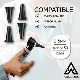 ABECIOUS Diagnostic Otoscope Covers – Pack of 50 | Universal, High-Quality Disposable Plastic Ear Otoscope Specula Tips 2.5mm (50 Pieces) for Adults & Children