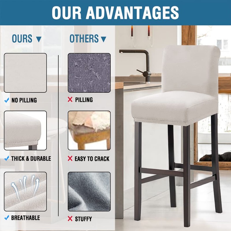 H.VERSAILTEX 100% Waterproof Bar Stool Cover Stretch Counter Stool Pub