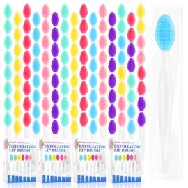MINGOMINGO 120 Pack Lip Scrub Brush, 3-in-1 Double Sided Silicone Exfoliating Lip Brush for Dark Lips & Nose Care, 6 Colors Exfoliator & Massage & Blackhead Remover, Boxed & Individually Sealed