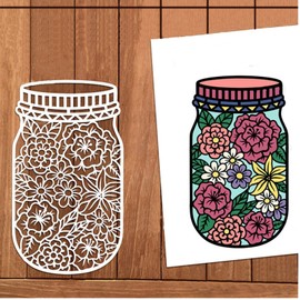Rose Flower Jar Metal Die Cuts for Card Making,Lace Flower Leaf Bottle Card Cutting Dies Cut Stencils DIY Scrapbooking Decorative Embossing Paper Card Art Craft