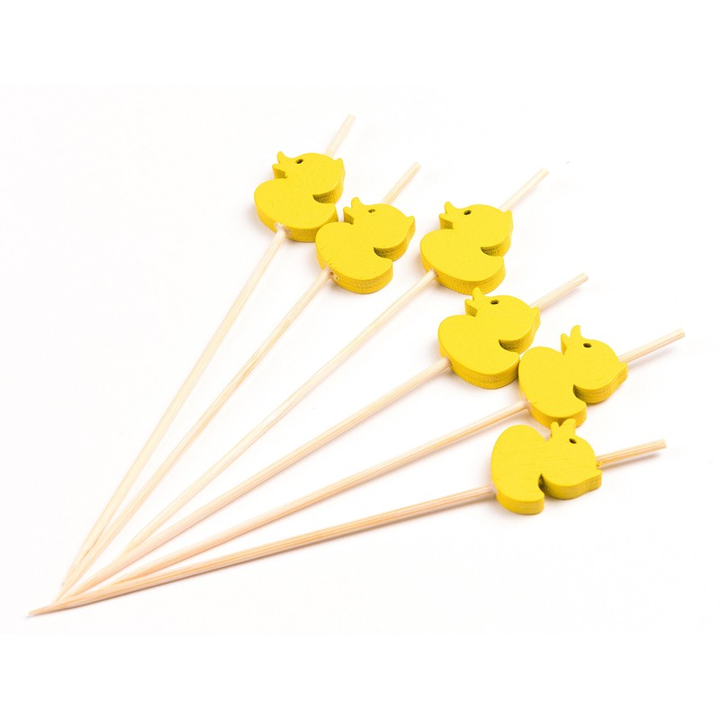 PuTwo Cocktail Picks Handmade Bamboo Toothpicks 100ct 4.7" in Yellow