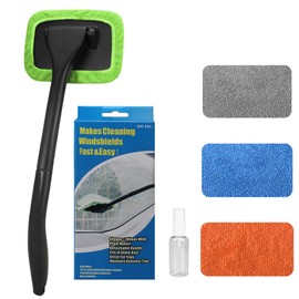 SoSickWithIt Car Windshield Cleaning Tool, Windshield Cleaner with 4 Washable and Reusable Microfiber Pads and Extendable Handle, for Auto Glass Wiper
