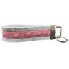 Schlüsselanhänger Schlüsselband Wollfilz hellgrau Webband Herzen Flower Love rosa Geschenk