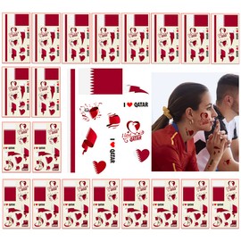 20 Sheets 2 Kinds National Flag Temporary Tattoo Stickers Qatar World Soccer Cup Tattoos - Football Match Body Art Decoration National Flag Tattoos for Men Women Kids