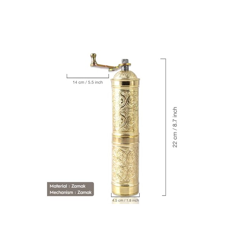 Glios Handmade Turkish Pepper & Coffee Grinder, Refillable Turkish Spice