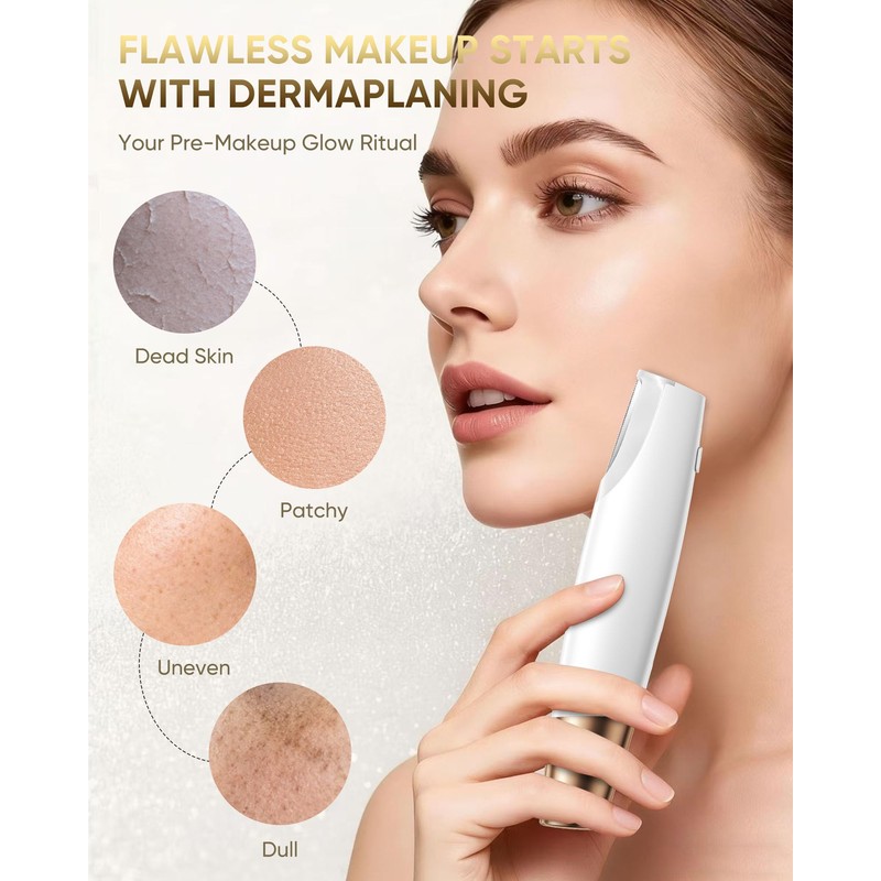 Sonic Dermaplane Razor for Women Face: Dermaplaning Tool with 8