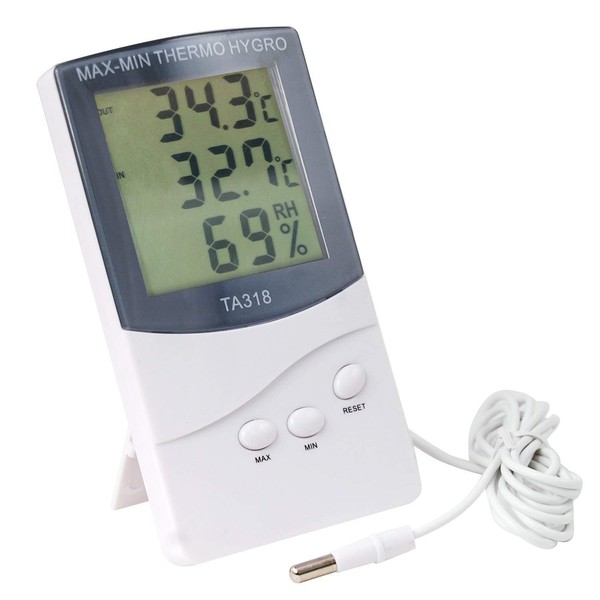 DIGIFLEX Portable Home Wall / Desk LCD Display Indoor Outdoor Thermometer Hygrometer with 2 Sensors