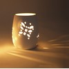 LED Solar Lantern Butterfly Ceramic White with Changing Light Colours